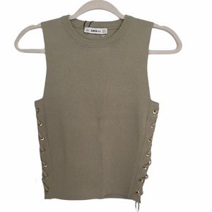 NWT Zara knitwear shell with lace up sides